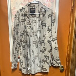 Woolrich Beige and Gray Wildlife Print Shirt